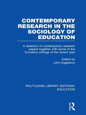 cover image of Contemporary Research in the Sociology of Education (RLE Edu L)